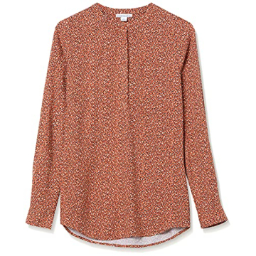 Amazon Essentials Women's Long-Sleeve Woven Blouse, Rust Leopard Print, Small