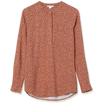 Amazon Essentials Women's Long-Sleeve Woven Blouse, Rust Leopard Print, Small