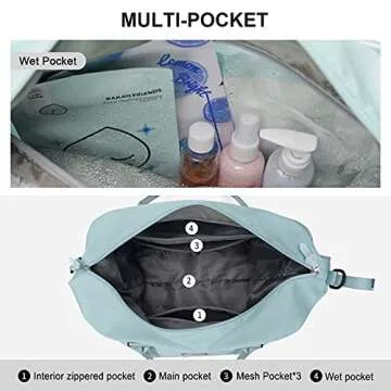 Travel Duffel Bag,Sports Tote Gym Bag,Shoulder Weekender Overnight Bag for Women