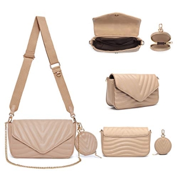 Small Quilted Crossbody Bag for Women with Coin Purse