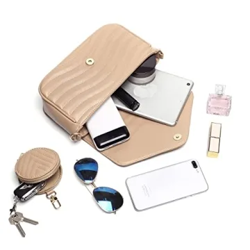 Small Quilted Crossbody Bag for Women with Coin Purse