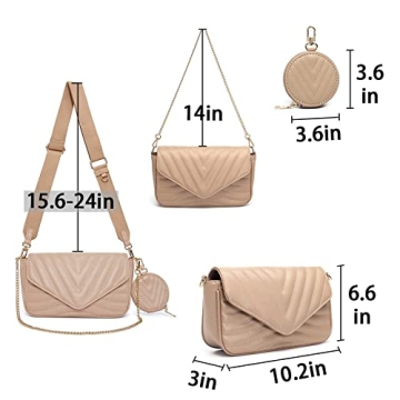 Small Quilted Crossbody Bag for Women with Coin Purse