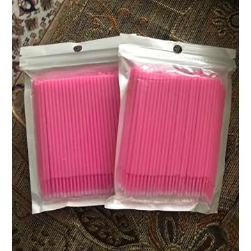 okdeals 200 Pcs Microblading Micro Swab Lint Tattoo Permanent Brushes, Pink