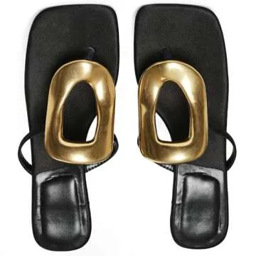 Stylish AMINUGAL Black Heeled Sandals for Women