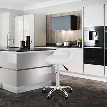 HomGarden Height Adjustable Rolling Swivel Salon Stool, PU Leather Hydraulic Ergonomic Chair with Ba...