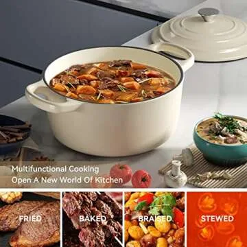 Elevate Cooking with Miereirl 6 QT Cast Iron Dutch Oven