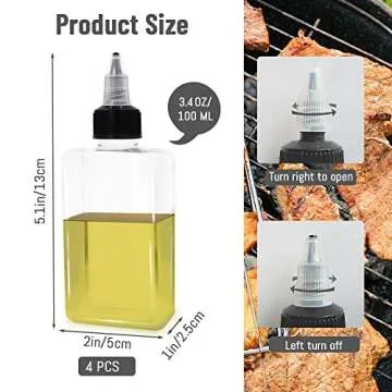 LELE LIFE 4Pcs Small Oil Dispenser Bottle for Camping, 3.4oz Leak-Proof Squeeze Condiment Bottle wit...
