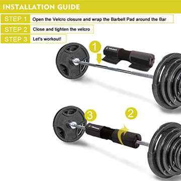 Inhomest Barbell Pad Squat Pad for Squats Hip Thrusts Lunges Glute - Neck & Shoulder Protective Pad with Nylon Padding Support, Fit for Smith Machine and Olympic Standard Weightlifting Cushion(Black)