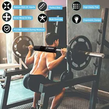 Inhomest Barbell Pad Squat Pad for Squats Hip Thrusts Lunges Glute - Neck & Shoulder Protective Pad with Nylon Padding Support, Fit for Smith Machine and Olympic Standard Weightlifting Cushion(Black)