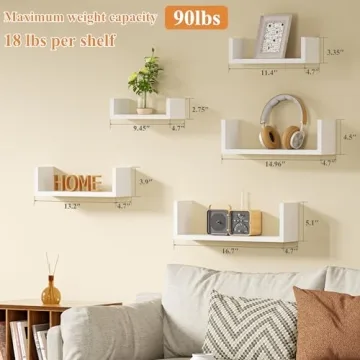 Floating Wall Shelves Set of 5 - Stylish Decor