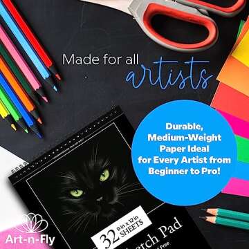 Art-N-Fly 32 Sheets Black Sketch Pad for All Artists