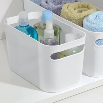 mDesign Deep Plastic Bathroom Bin - Stylish Organizer for Home
