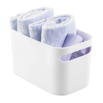 mDesign Deep Plastic Bathroom Bin - Stylish Organizer for Home