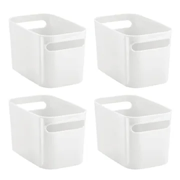 mDesign Deep Plastic Bathroom Bin - Stylish Organizer for Home