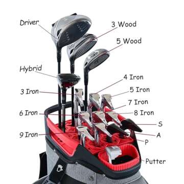 ASK ECHO 2024 SLC-130 Golf Cart Bag with 15 Way Full Length Dividers Top, Premium Soundless Golf Cart Bag with Rain Cover for Men (Grey)