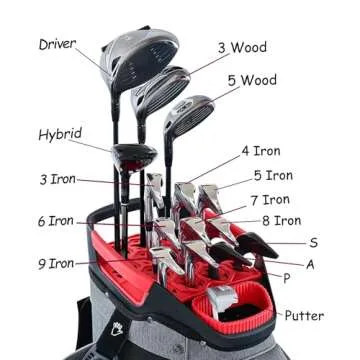 ASK ECHO 2024 SLC-130 Golf Cart Bag with 15 Way Full Length Dividers Top, Premium Soundless Golf Cart Bag with Rain Cover for Men (Grey)