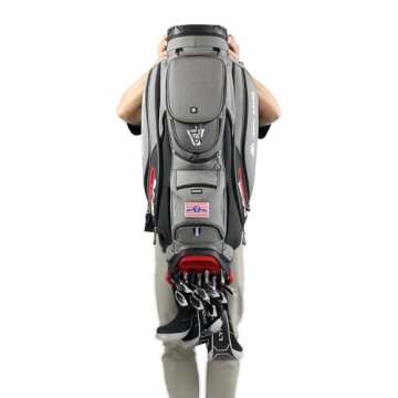 ASK ECHO 2024 SLC-130 Golf Cart Bag with 15 Way Full Length Dividers Top, Premium Soundless Golf Cart Bag with Rain Cover for Men (Grey)