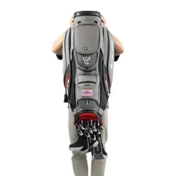 ASK ECHO 2024 SLC-130 Golf Cart Bag with 15 Way Full Length Dividers Top, Premium Soundless Golf Cart Bag with Rain Cover for Men (Grey)