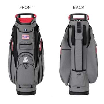 ASK ECHO 2024 SLC-130 Golf Cart Bag with 15 Way Full Length Dividers Top, Premium Soundless Golf Cart Bag with Rain Cover for Men (Grey)