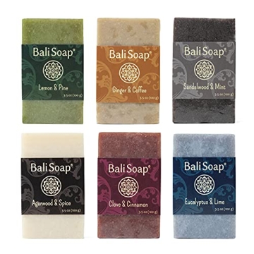 Bali Soap - Masculine Collection Natural Soap Bar Gift Set - 6 pc Variety Pack