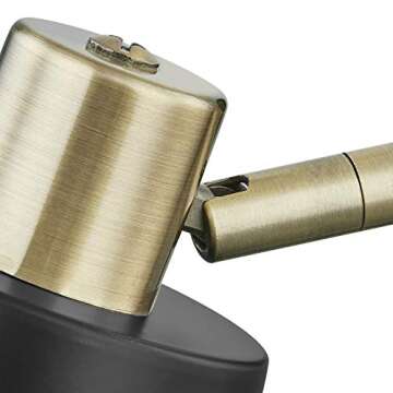 Light Society LS-W280-BK Alexi Plug-in Wall Sconce in Matte Black with Swivel Arm and Brass Details, Modern Contemporary Loft-Style Lighting