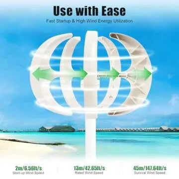 Wind Turbine Generator, 12V 600W 5 Blades Vertical Axis Wind Turbine Kit 2m/s Low Wind Speed Starting Wind Power Generator with Controller for Home, Camping & Boat Use - White (12V)