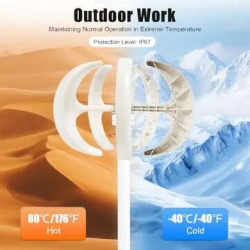 Wind Turbine Generator, 12V 600W 5 Blades Vertical Axis Wind Turbine Kit 2m/s Low Wind Speed Starting Wind Power Generator with Controller for Home, Camping & Boat Use - White (12V)