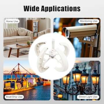 Wind Turbine Generator, 12V 600W 5 Blades Vertical Axis Wind Turbine Kit 2m/s Low Wind Speed Starting Wind Power Generator with Controller for Home, Camping & Boat Use - White (12V)
