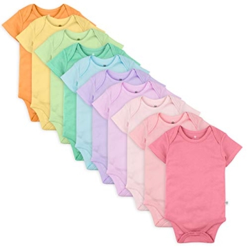 HonestBaby 10-Pack Short Sleeve Bodysuits One-Piece 100% Organic Cotton for Infant Baby Boys, Girls,...