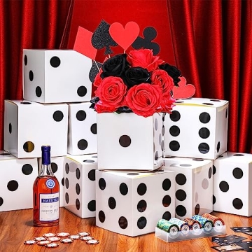 Jexine 15 Pcs Dice Favor Boxes 7 x 7 x 7 Inches Casino Theme Party Decorations Three Dimensional Dic...