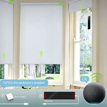 Yoolax Motorized Blinds with Remote, Blackout Smart Blinds Motorized Fabric Roller Shades Work with ...