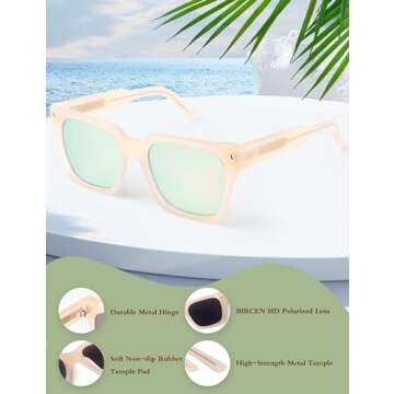 BIRCEN Polarized Trendy Sunglasses: UV Protection Shades BC2003