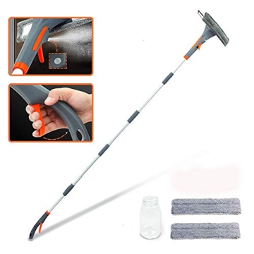 Extendable Window Squeegee with Spray, 3 in 1 Window Squeegee Cleaner, 76'' Window Cleaning Equipmen...