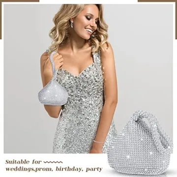 Meanplan Silver Clutch Purse Jewelry Set for Women