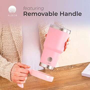 ALBOR 30 oz Insulated Coffee Tumbler With Lid and Straw, Insulated Water Bottle, Stainless Steel Tumbler, Leak Proof Water Bottle, Travel Coffee Mug (Pink, 30 oz)