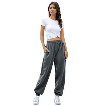 Comfy Sweatpants Women Girls Joggers Light Weight High Waisted Cuffed Yoga Cute Sport Gym Athletic F...