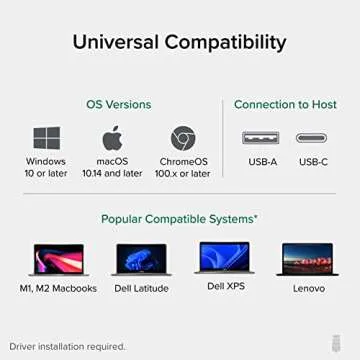 Plugable USB 3.0 and USB-C Universal Laptop Docking Station with 2 HDMI Ports for Windows, Mac, and ChromeOS (Gigabit Ethernet, Audio, 6 USB Ports)