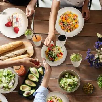 VIVAHEARTH 32-Piece Wheat Straw Dinnerware Sets, Dishes Set for 8, Unbreakable Plates, Bowls, Cups Sets for Kitchen Parties Camping RV - Beige