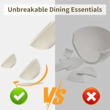 VIVAHEARTH 32-Piece Wheat Straw Dinnerware Sets, Dishes Set for 8, Unbreakable Plates, Bowls, Cups Sets for Kitchen Parties Camping RV - Beige