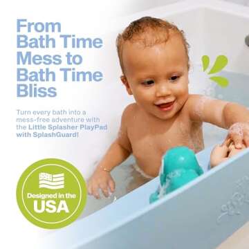 Little Splasher PlayPad, 3-Ft Long with SplashGuard for Bathtub, 5-Inch Tall - Kids Mess-Free Bath a...