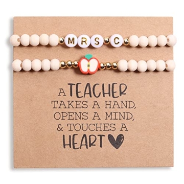 Teacher Gifts Christmas Teacher Appreciation Gifts in Bulk Personalized Best Teacher Bracelet Gift f...