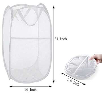 Bud Mesh Pop up Laundry Hamper, Portable Foldable Clothes Hamper for Kids Room, College Dorm or Trav...