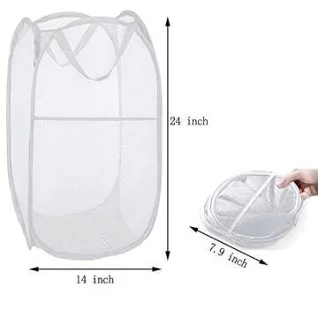 Bud Mesh Pop up Laundry Hamper, Portable Foldable Clothes Hamper for Kids Room, College Dorm or Trav...