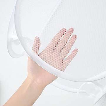 Bud Mesh Pop up Laundry Hamper, Portable Foldable Clothes Hamper for Kids Room, College Dorm or Travel, Collapsible for Storage, White