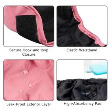 Paw Legend Washable Reusable Female Dog Period Diapers for Heat Doggie Puppy Diapers for Female Dogs (3 Pack,X-Small)