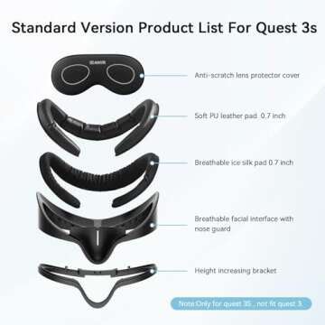AMVR for Quest 3S Facial Interface Face Pad Cover Compatible with Meta/Oculus Quest 3S Accessories, ...