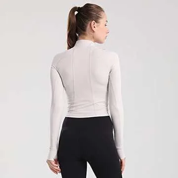 ZHENWEI Women's Athletic Half Zip Lightweight Workout Jacket with Thumb Holes Cropped Running Jacket