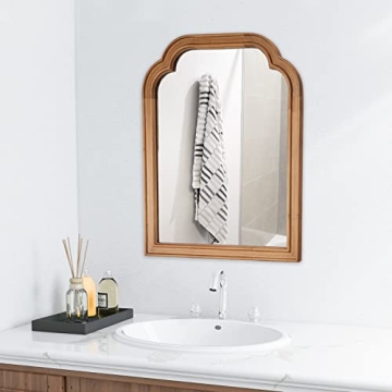 WallBeyond Wood Frame Wall Mirror Decor for Entryway, Living Room or Bedroom Home Decor - Light Woodgrain [16" x 20" Natural Color]