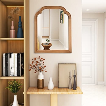 WallBeyond Wood Frame Wall Mirror Decor for Entryway, Living Room or Bedroom Home Decor - Light Woodgrain [16" x 20" Natural Color]