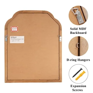 WallBeyond Wood Frame Wall Mirror Decor for Entryway, Living Room or Bedroom Home Decor - Light Woodgrain [16" x 20" Natural Color]